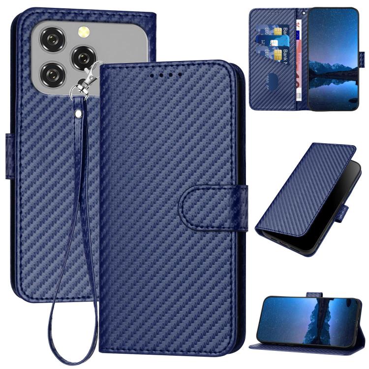 YX0070 Carbon Fiber Buckle Leather Phone Case with Lanyard, For Oukitel C17 4G 2026, For Oukitel C26, For Oukitel C53, For Oukitel C51