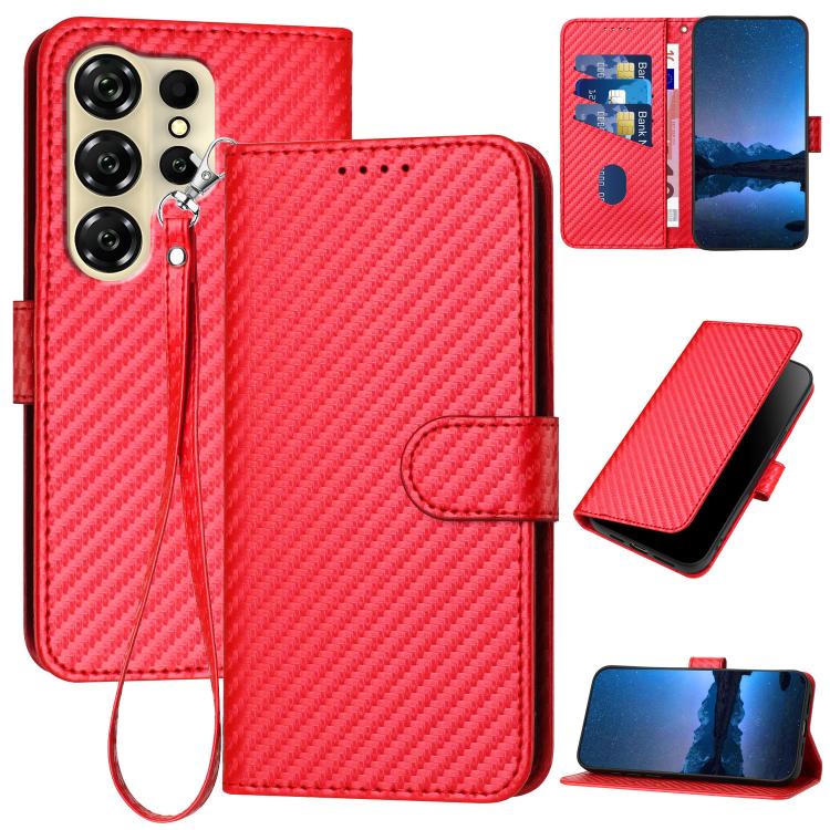 YX0070 Carbon Fiber Buckle Leather Phone Case with Lanyard, For Oukitel C17 4G 2026, For Oukitel C26, For Oukitel C53, For Oukitel C51