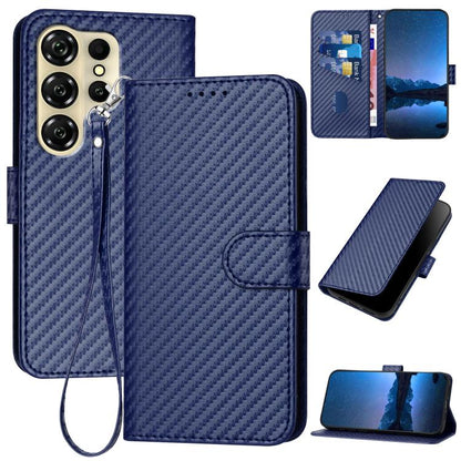 YX0070 Carbon Fiber Buckle Leather Phone Case with Lanyard, For Oukitel C17 4G 2026, For Oukitel C26, For Oukitel C53, For Oukitel C51