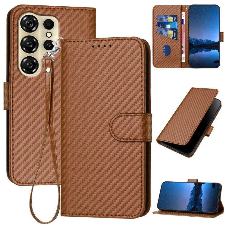 YX0070 Carbon Fiber Buckle Leather Phone Case with Lanyard, For Oukitel C17 4G 2026, For Oukitel C26, For Oukitel C53, For Oukitel C51