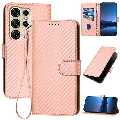 YX0070 Carbon Fiber Buckle Leather Phone Case with Lanyard, For Oukitel C17 4G 2026, For Oukitel C26, For Oukitel C53, For Oukitel C51