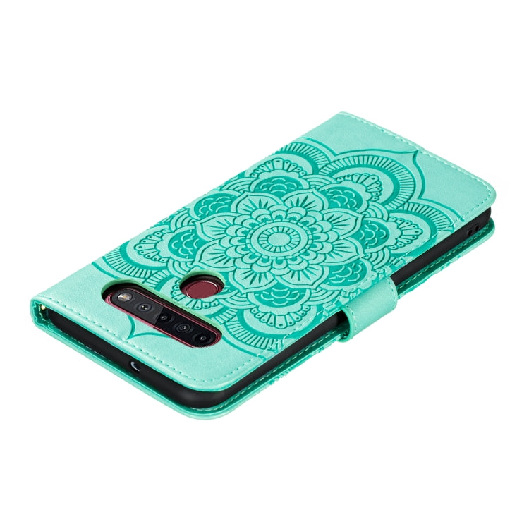 Turquoise mandala embossed PU leather case with camera cutout on front cover