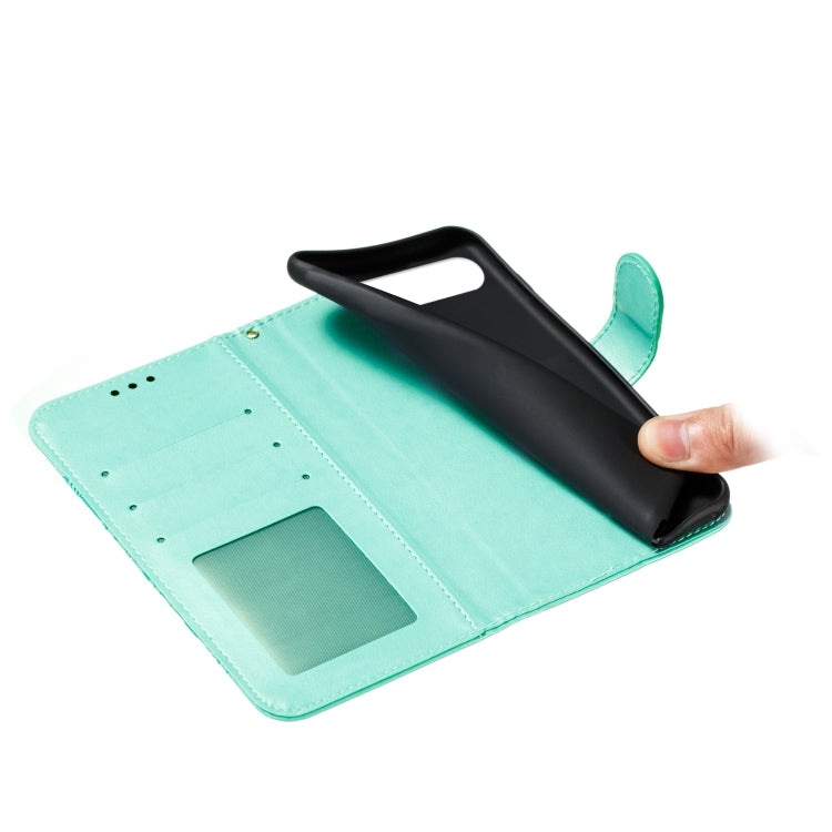 Turquoise PU leather wallet case interior with card slots and flip cover