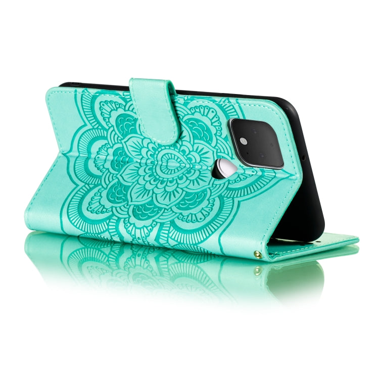 Teal mandala PU leather flip case with stand fold for phone