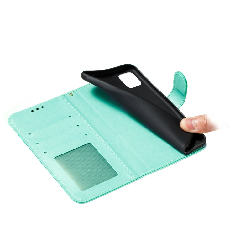Teal PU leather flip phone wallet with back cover and card pocket