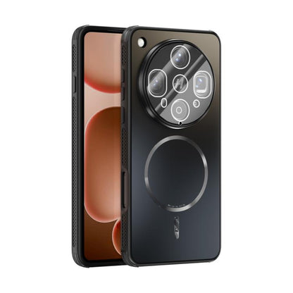 Black frosted MagSafe phone case with lens film and raised camera cutouts