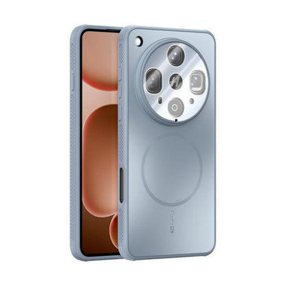 Light blue frosted MagSafe phone case with lens film and raised camera cutouts