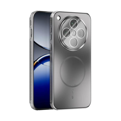 Gray-silver frosted MagSafe phone case with lens film and circular MagSafe ring detail