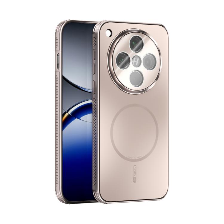 Rose gold frosted MagSafe phone case with camera lens film and heat-dissipation panel