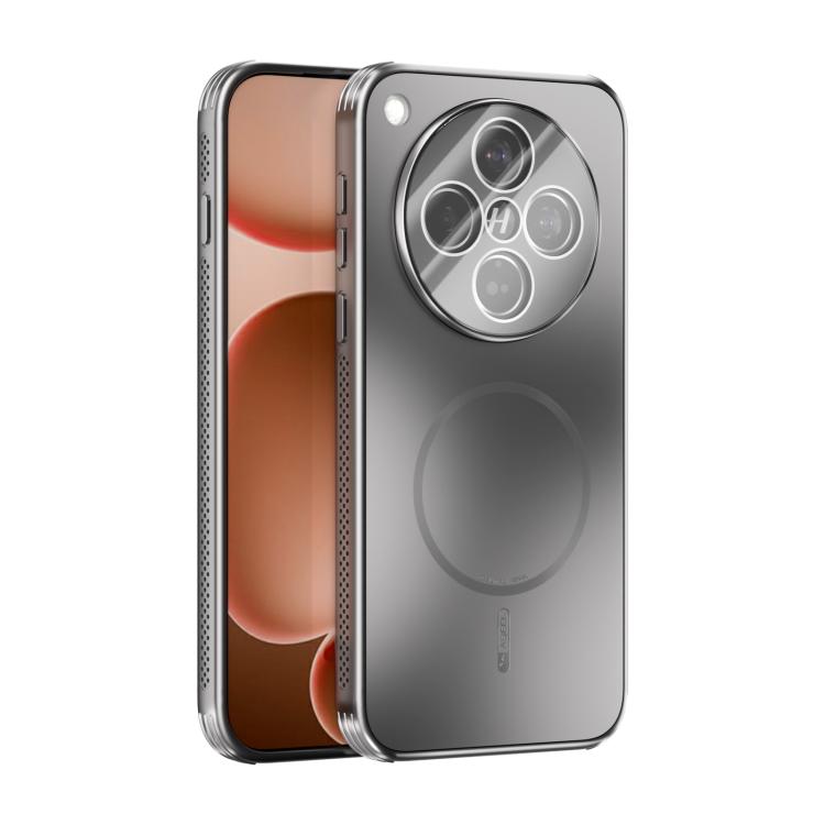 Frosted MagSafe phone case with lens film, silver with raised camera lens rings