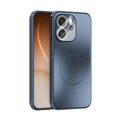 Frosted MagSafe phone case with lens film and circular heat panel, dark blue