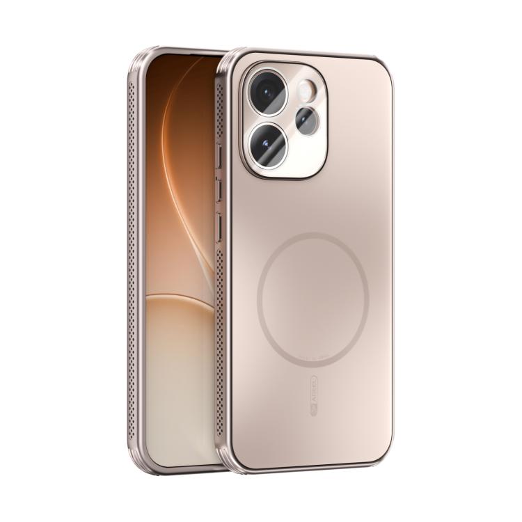 Frosted MagSafe phone case with lens film and circular heat panel, rose gold