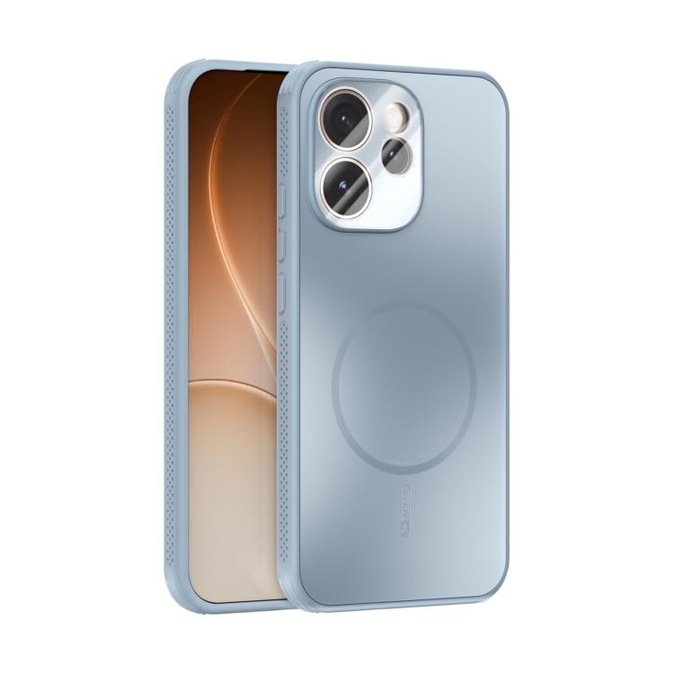 Frosted MagSafe phone case with lens film and circular heat panel, light blue