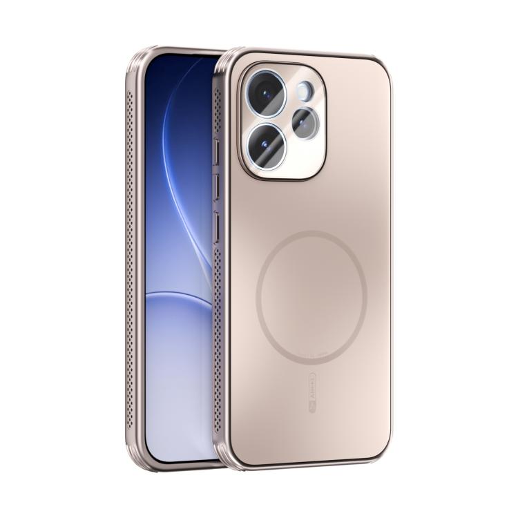 ABEEL MagSafe frosted phone case with lens film, rose-gold back, dual lens cutout