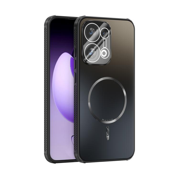 Dark frosted MagSafe phone case with lens film, camera cutouts, and circular MagSafe ring