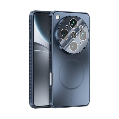 ABEEL frosted MagSafe phone case with lens film, dark blue color, raised camera cutout