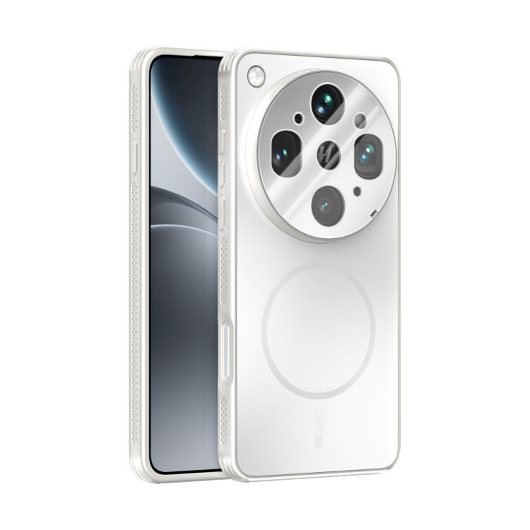 ABEEL MagSafe frosted phone case with lens film, white back, raised camera ring cutout