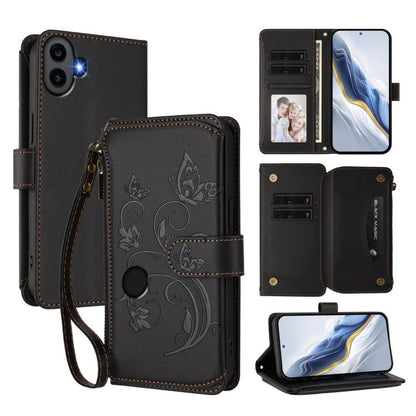 Butterfly Love Flower Multi-card Zipper Wallet Leather Phone Case, For Nothing Phone 4a Pro, For Nothing Phone 4a, For Nothing CMF Phone 2 Pro, For Nothing Phone 3a, For Nothing Phone 3a Pro, For Nothing CMF Phone 1, For Nothing Phone 2a