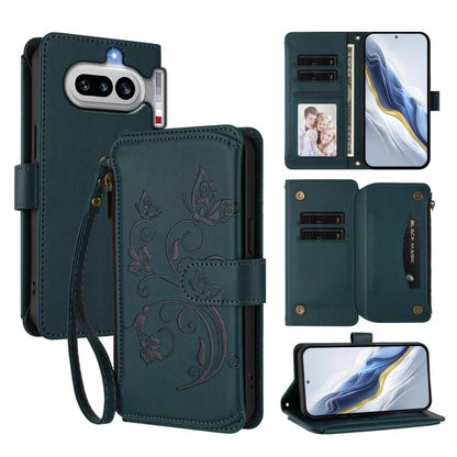 Butterfly Love Flower Multi-card Zipper Wallet Leather Phone Case, For Nothing Phone 4a Pro, For Nothing Phone 4a, For Nothing CMF Phone 2 Pro, For Nothing Phone 3a, For Nothing Phone 3a Pro, For Nothing CMF Phone 1, For Nothing Phone 2a