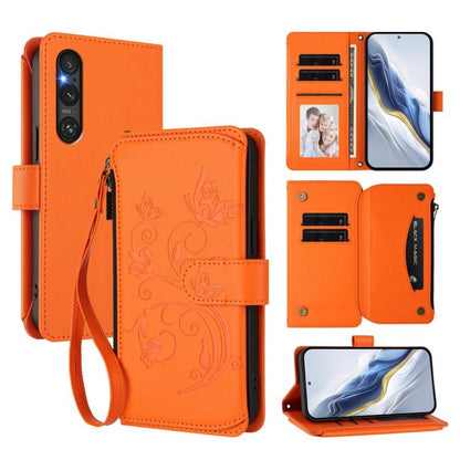 Butterfly Love Flower Multi-card Zipper Wallet Leather Phone Case, For Sony Xperia 1 VIII, For Sony Xperia 10 VII, For Sony Xperia 1 VII, For Sony Xperia 10 VI 2024, For Sony Xperia 1 VI 2024, For Sony Xperia 5 VI, For Sony Xperia 5 V                  ...