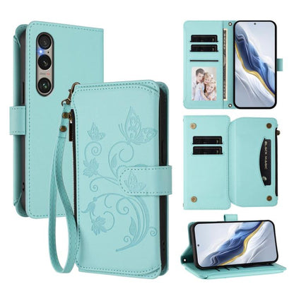 Butterfly Love Flower Multi-card Zipper Wallet Leather Phone Case, For Sony Xperia 1 VIII, For Sony Xperia 10 VII, For Sony Xperia 1 VII, For Sony Xperia 10 VI 2024, For Sony Xperia 1 VI 2024, For Sony Xperia 5 VI, For Sony Xperia 5 V                  ...