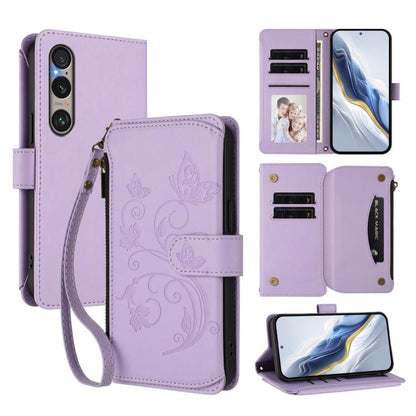 Butterfly Love Flower Multi-card Zipper Wallet Leather Phone Case, For Sony Xperia 1 VIII, For Sony Xperia 10 VII, For Sony Xperia 1 VII, For Sony Xperia 10 VI 2024, For Sony Xperia 1 VI 2024, For Sony Xperia 5 VI, For Sony Xperia 5 V                  ...
