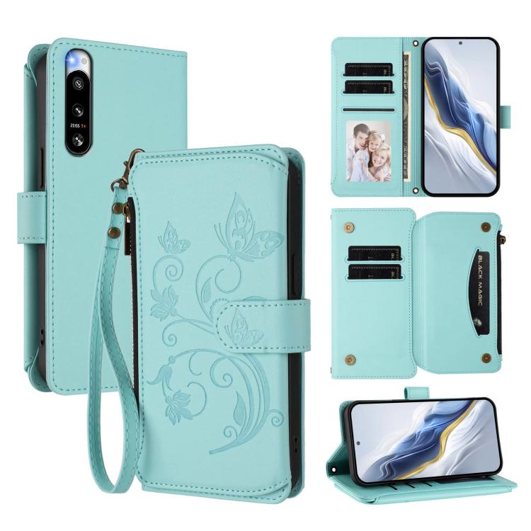Butterfly Love Flower Multi-card Zipper Wallet Leather Phone Case, For Sony Xperia 1 VIII, For Sony Xperia 10 VII, For Sony Xperia 1 VII, For Sony Xperia 10 VI 2024, For Sony Xperia 1 VI 2024, For Sony Xperia 5 VI, For Sony Xperia 5 V                  ...