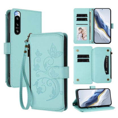 Butterfly Love Flower Multi-card Zipper Wallet Leather Phone Case, For Sony Xperia 1 VIII, For Sony Xperia 10 VII, For Sony Xperia 1 VII, For Sony Xperia 10 VI 2024, For Sony Xperia 1 VI 2024, For Sony Xperia 5 VI, For Sony Xperia 5 V                  ...