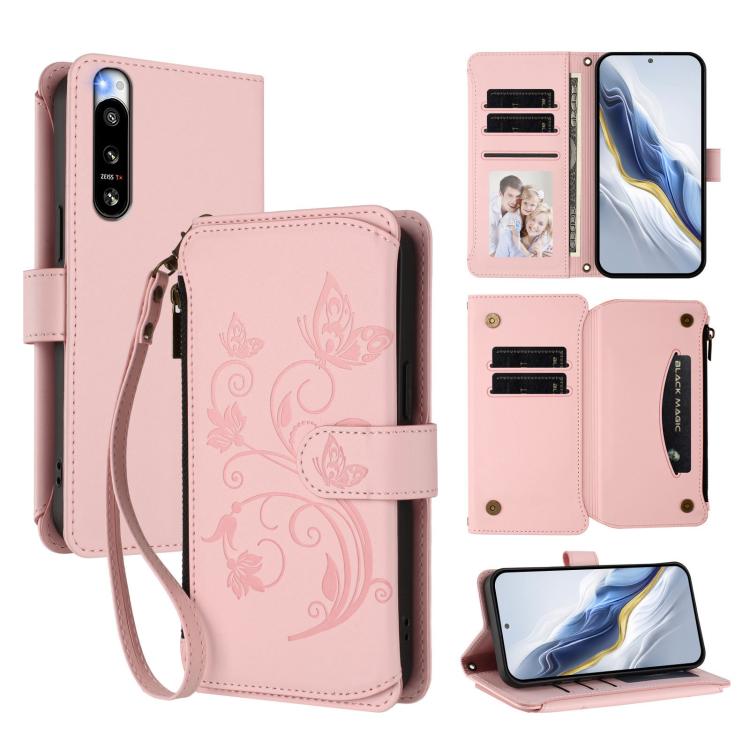 Butterfly Love Flower Multi-card Zipper Wallet Leather Phone Case, For Sony Xperia 1 VIII, For Sony Xperia 10 VII, For Sony Xperia 1 VII, For Sony Xperia 10 VI 2024, For Sony Xperia 1 VI 2024, For Sony Xperia 5 VI, For Sony Xperia 5 V                  ...