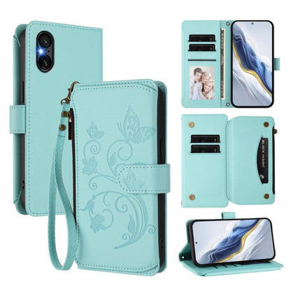 Butterfly Love Flower Multi-card Zipper Wallet Leather Phone Case, For Sony Xperia 1 VIII, For Sony Xperia 10 VII, For Sony Xperia 1 VII, For Sony Xperia 10 VI 2024, For Sony Xperia 1 VI 2024, For Sony Xperia 5 VI, For Sony Xperia 5 V                  ...