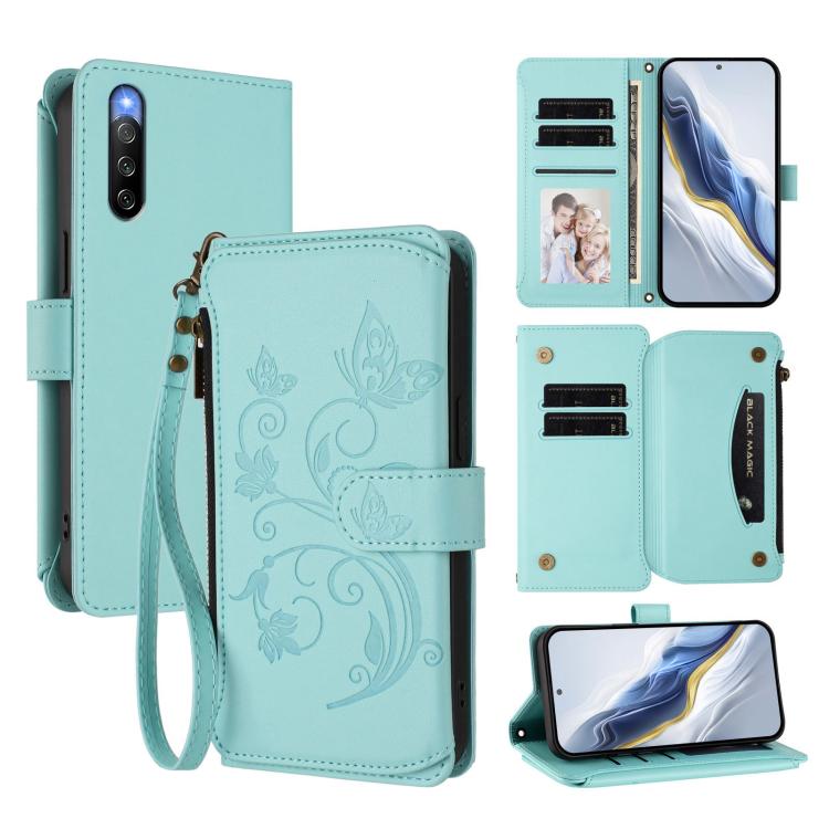 Butterfly Love Flower Multi-card Zipper Wallet Leather Phone Case, For Sony Xperia 1 VIII, For Sony Xperia 10 VII, For Sony Xperia 1 VII, For Sony Xperia 10 VI 2024, For Sony Xperia 1 VI 2024, For Sony Xperia 5 VI, For Sony Xperia 5 V                  ...