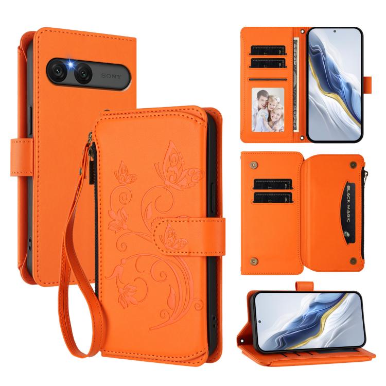 Butterfly Love Flower Multi-card Zipper Wallet Leather Phone Case, For Sony Xperia 1 VIII, For Sony Xperia 10 VII, For Sony Xperia 1 VII, For Sony Xperia 10 VI 2024, For Sony Xperia 1 VI 2024, For Sony Xperia 5 VI, For Sony Xperia 5 V                  ...