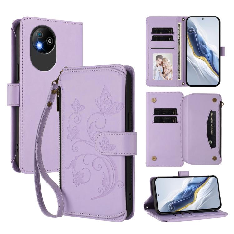 Butterfly Love Flower Multi-card Zipper Wallet Leather Phone Case, For ZTE Kantan Sumaho 4 A402ZT, For ZTE Blade V60 4G / Axon 60 4G, For ZTE Blade A35e, For ZTE Nubia Neo 3 GT, For ZTE nubia Music 2, For ZTE nubia S 5G A403ZT                          ...