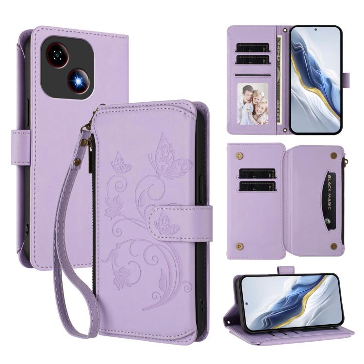 Butterfly Love Flower Multi-card Zipper Wallet Leather Phone Case, For ZTE Kantan Sumaho 4 A402ZT, For ZTE Blade V60 4G / Axon 60 4G, For ZTE Blade A35e, For ZTE Nubia Neo 3 GT, For ZTE nubia Music 2, For ZTE nubia S 5G A403ZT                          ...