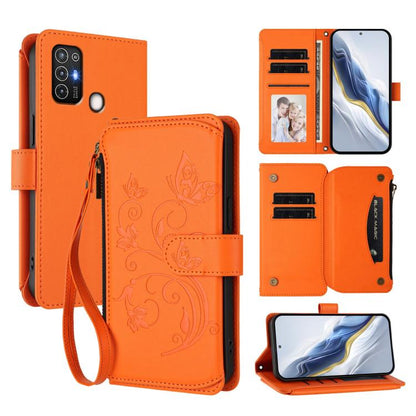 Butterfly Love Flower Multi-card Zipper Wallet Leather Phone Case, For ZTE Blade A53 Pro, For ZTE Blade A52 Lite, For ZTE Blade V40s, For ZTE Blade A52