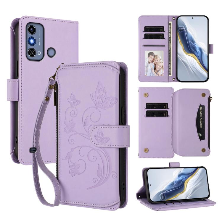 Butterfly Love Flower Multi-card Zipper Wallet Leather Phone Case, For ZTE nubia RedMagic 10 Pro, For ZTE Blade V60 Vita / V60 Design, For ZTE Blade A75 5G / nubia Focus 5G, For ZTE Blade A75 4G, For ZTE Blade A35 / A55, For ZTE nubia Focus Pro 5G     ...