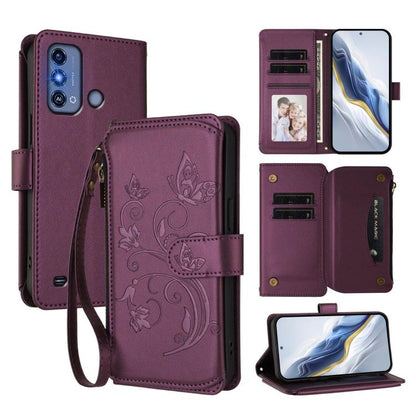 Butterfly Love Flower Multi-card Zipper Wallet Leather Phone Case, For ZTE Blade A53 Pro, For ZTE Blade A52 Lite, For ZTE Blade V40s, For ZTE Blade A52