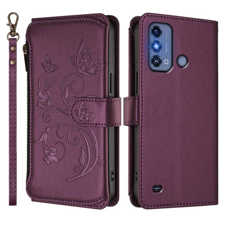 Butterfly Love Flower Multi-card Zipper Wallet Leather Phone Case, For ZTE Blade A53 Pro, For ZTE Blade A52 Lite, For ZTE Blade V40s, For ZTE Blade A52