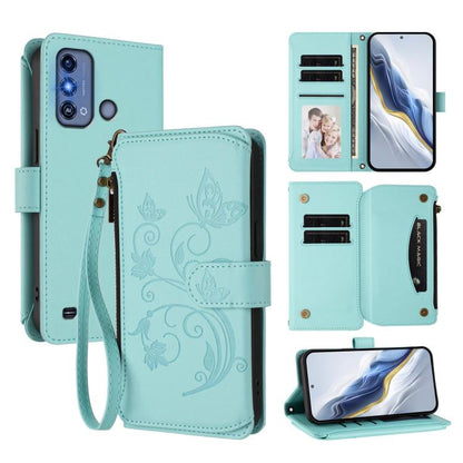 Butterfly Love Flower Multi-card Zipper Wallet Leather Phone Case, For ZTE Blade A53 Pro, For ZTE Blade A52 Lite, For ZTE Blade V40s, For ZTE Blade A52