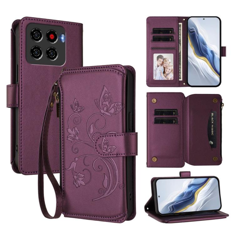Butterfly Love Flower Multi-card Zipper Wallet Leather Phone Case, For ZTE nubia Neo 5 5G, For ZTE nubia Neo 5 GT 5G, For ZTE nubia P7 Pro / Optus X Value, For ZTE nubia P9 Pro / Optus X Pro 2 5G, For ZTE nubia RedMagic 11 Air                          ...