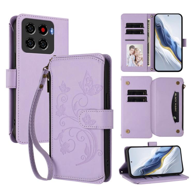 Butterfly Love Flower Multi-card Zipper Wallet Leather Phone Case, For ZTE nubia Neo 5 5G, For ZTE nubia Neo 5 GT 5G, For ZTE nubia P7 Pro / Optus X Value, For ZTE nubia P9 Pro / Optus X Pro 2 5G, For ZTE nubia RedMagic 11 Air                          ...