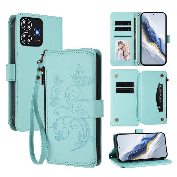 Butterfly Love Flower Multi-card Zipper Wallet Leather Phone Case, For ZTE nubia RedMagic 10 Pro, For ZTE Blade V60 Vita / V60 Design, For ZTE Blade A75 5G / nubia Focus 5G, For ZTE Blade A75 4G, For ZTE Blade A35 / A55, For ZTE nubia Focus Pro 5G     ...