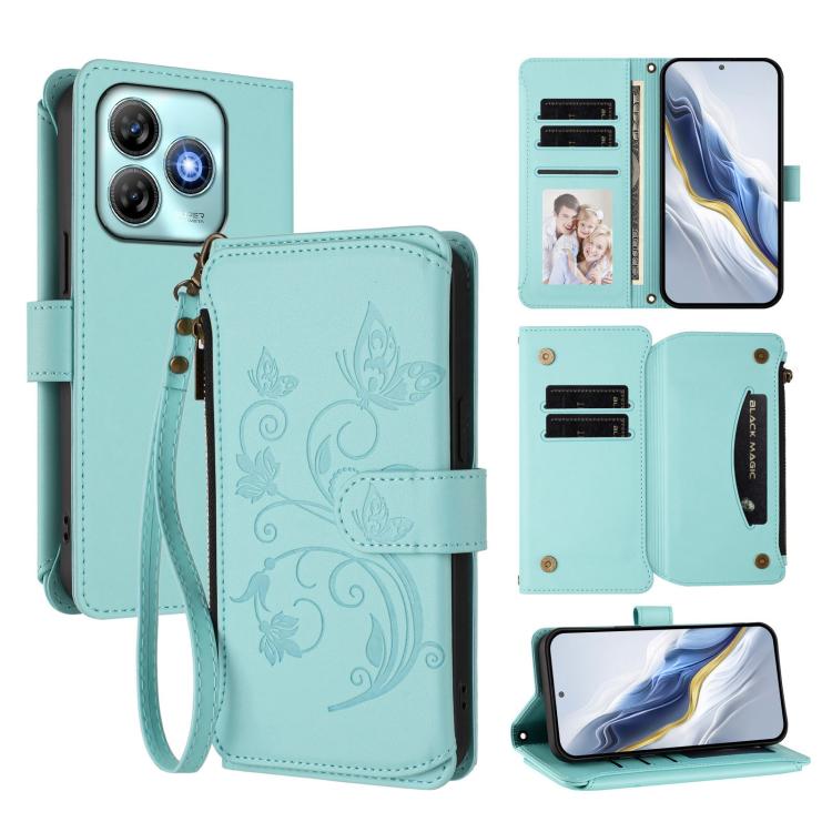 Butterfly Love Flower Multi-card Zipper Wallet Leather Phone Case, For ZTE nubia RedMagic 10 Pro, For ZTE Blade V60 Vita / V60 Design, For ZTE Blade A75 5G / nubia Focus 5G, For ZTE Blade A75 4G, For ZTE Blade A35 / A55, For ZTE nubia Focus Pro 5G     ...