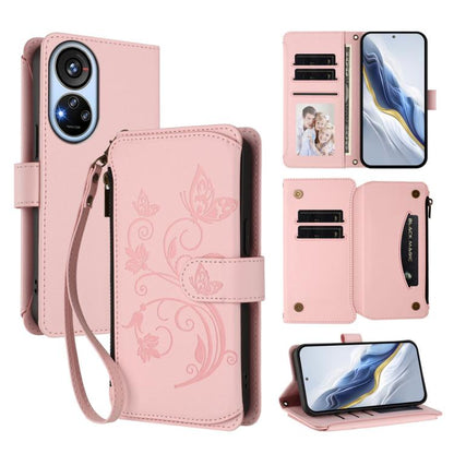 Butterfly Love Flower Multi-card Zipper Wallet Leather Phone Case, For ZTE Blade A53 Pro, For ZTE Blade A52 Lite, For ZTE Blade V40s, For ZTE Blade A52
