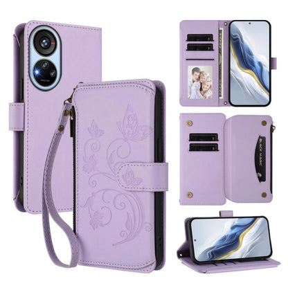 Butterfly Love Flower Multi-card Zipper Wallet Leather Phone Case, For ZTE Blade A53 Pro, For ZTE Blade A52 Lite, For ZTE Blade V40s, For ZTE Blade A52