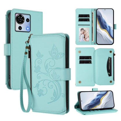 Butterfly Love Flower Multi-card Zipper Wallet Leather Phone Case, For ZTE nubia RedMagic 10 Pro, For ZTE Blade V60 Vita / V60 Design, For ZTE Blade A75 5G / nubia Focus 5G, For ZTE Blade A75 4G, For ZTE Blade A35 / A55, For ZTE nubia Focus Pro 5G     ...