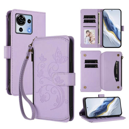 Butterfly Love Flower Multi-card Zipper Wallet Leather Phone Case, For ZTE nubia RedMagic 10 Pro, For ZTE Blade V60 Vita / V60 Design, For ZTE Blade A75 5G / nubia Focus 5G, For ZTE Blade A75 4G, For ZTE Blade A35 / A55, For ZTE nubia Focus Pro 5G     ...