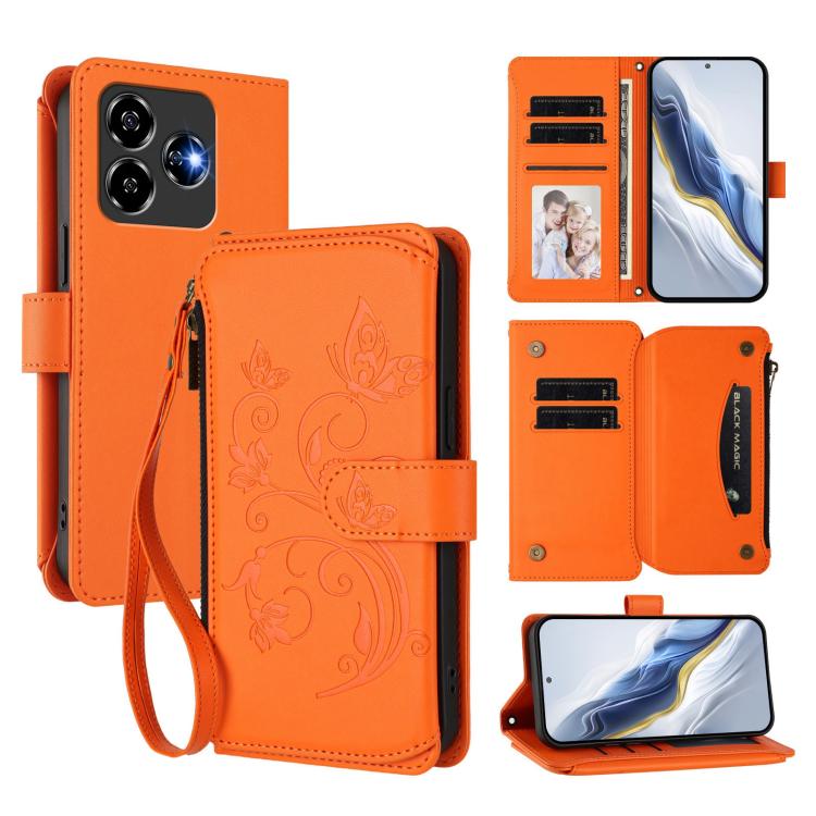 Butterfly Love Flower Multi-card Zipper Wallet Leather Phone Case, For ZTE nubia RedMagic 10 Pro, For ZTE Blade V60 Vita / V60 Design, For ZTE Blade A75 5G / nubia Focus 5G, For ZTE Blade A75 4G, For ZTE Blade A35 / A55, For ZTE nubia Focus Pro 5G     ...