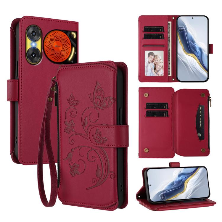 Butterfly Love Flower Multi-card Zipper Wallet Leather Phone Case, For ZTE Kantan Sumaho 4 A402ZT, For ZTE Blade V60 4G / Axon 60 4G, For ZTE Blade A35e, For ZTE Nubia Neo 3 GT, For ZTE nubia Music 2, For ZTE nubia S 5G A403ZT                          ...