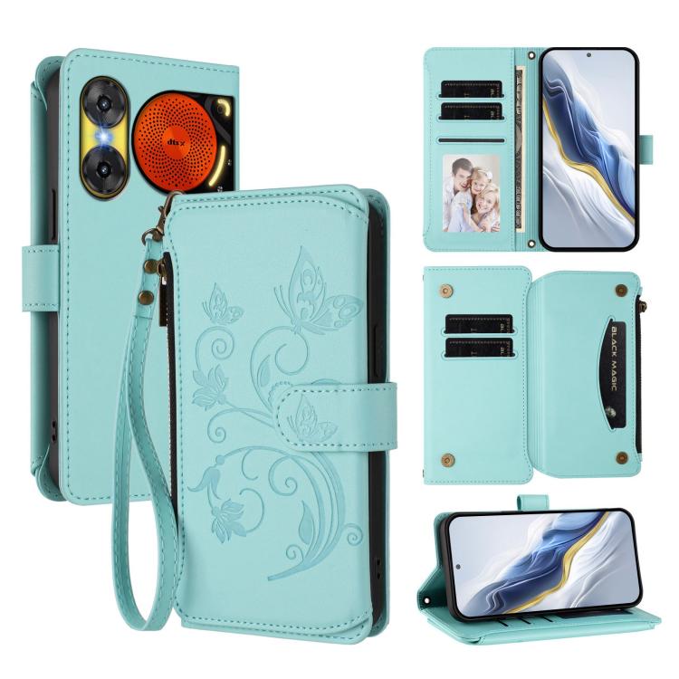 Butterfly Love Flower Multi-card Zipper Wallet Leather Phone Case, For ZTE Kantan Sumaho 4 A402ZT, For ZTE Blade V60 4G / Axon 60 4G, For ZTE Blade A35e, For ZTE Nubia Neo 3 GT, For ZTE nubia Music 2, For ZTE nubia S 5G A403ZT                          ...